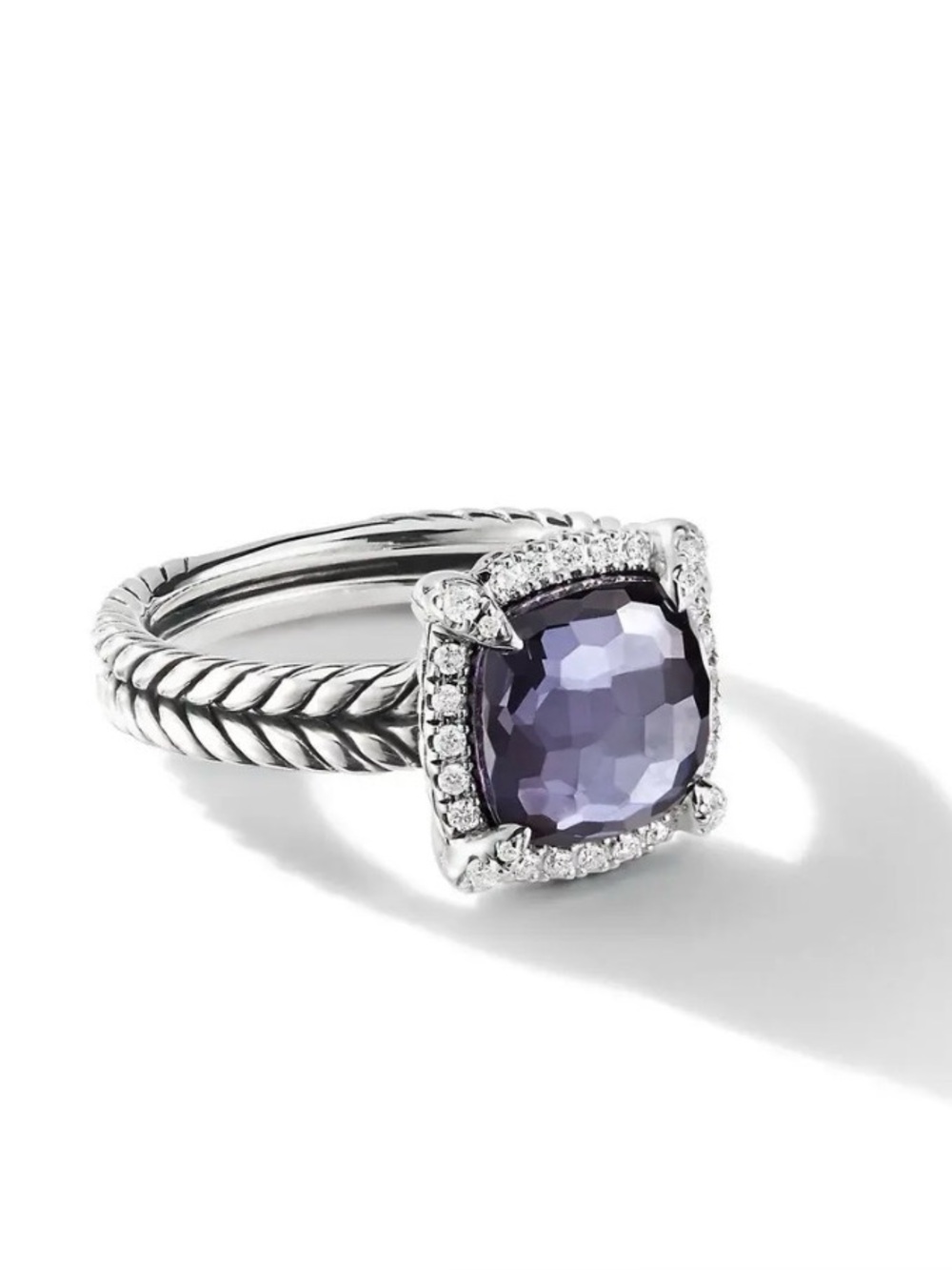 David Yurman Chatelaine Pave Bezel Ring in Sterling Silver